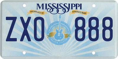 MS license plate ZXO888