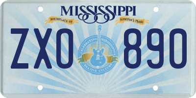 MS license plate ZXO890