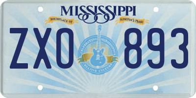 MS license plate ZXO893