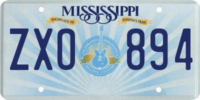 MS license plate ZXO894