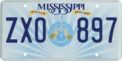 MS license plate ZXO897