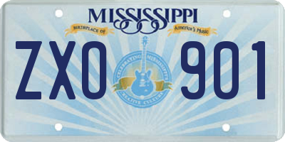 MS license plate ZXO901