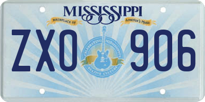 MS license plate ZXO906