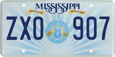 MS license plate ZXO907