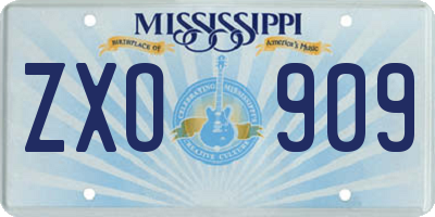MS license plate ZXO909