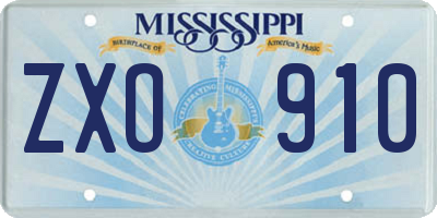 MS license plate ZXO910