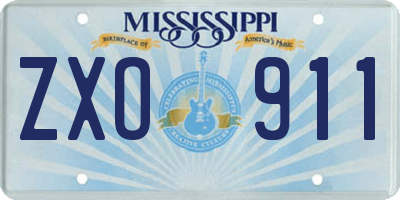 MS license plate ZXO911