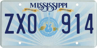 MS license plate ZXO914