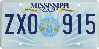 MS license plate ZXO915