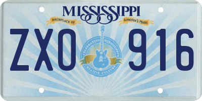 MS license plate ZXO916