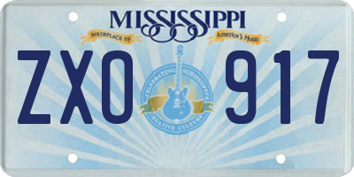 MS license plate ZXO917