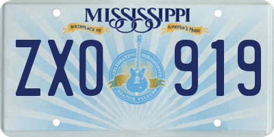 MS license plate ZXO919