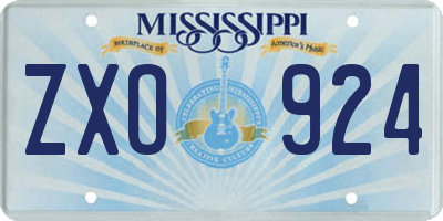 MS license plate ZXO924