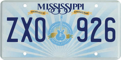 MS license plate ZXO926