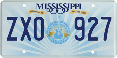 MS license plate ZXO927
