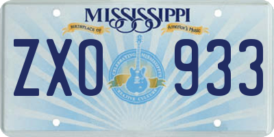 MS license plate ZXO933