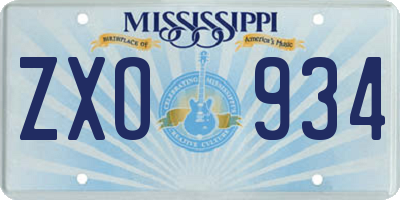 MS license plate ZXO934
