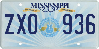 MS license plate ZXO936