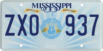 MS license plate ZXO937