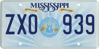 MS license plate ZXO939