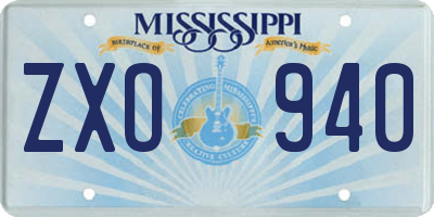 MS license plate ZXO940