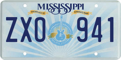 MS license plate ZXO941