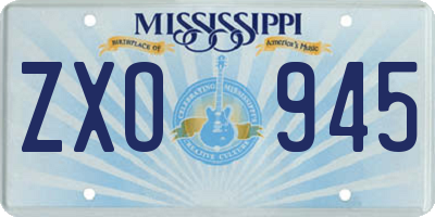 MS license plate ZXO945