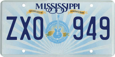MS license plate ZXO949
