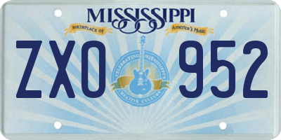 MS license plate ZXO952