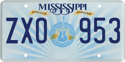 MS license plate ZXO953