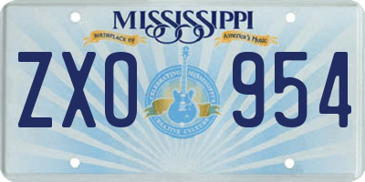 MS license plate ZXO954