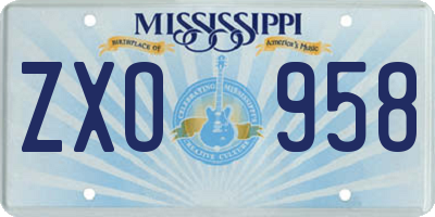MS license plate ZXO958