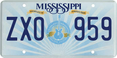 MS license plate ZXO959