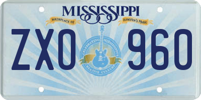 MS license plate ZXO960