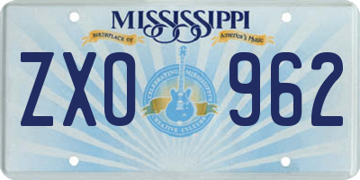 MS license plate ZXO962