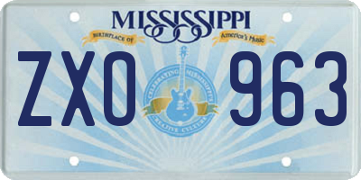 MS license plate ZXO963