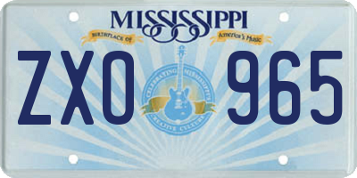 MS license plate ZXO965