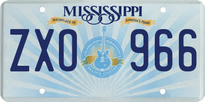 MS license plate ZXO966