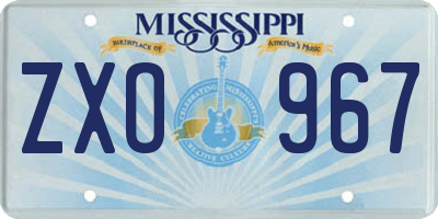 MS license plate ZXO967