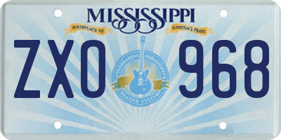 MS license plate ZXO968
