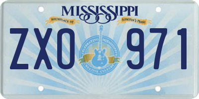 MS license plate ZXO971