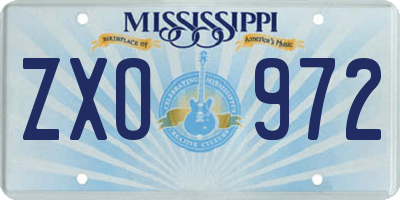 MS license plate ZXO972