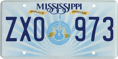 MS license plate ZXO973
