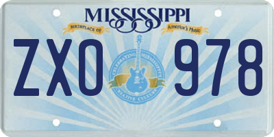 MS license plate ZXO978