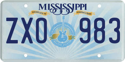MS license plate ZXO983