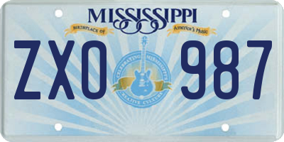 MS license plate ZXO987