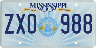 MS license plate ZXO988