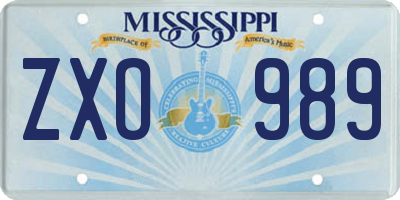 MS license plate ZXO989