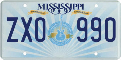 MS license plate ZXO990