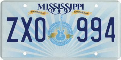 MS license plate ZXO994